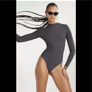 Fendi x Skims mock neck long sleeve bodysuit black size medium limited edition